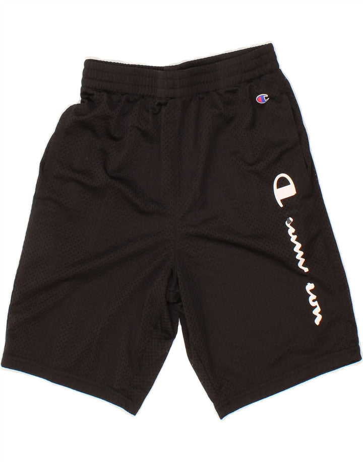 CHAMPION Boys Graphic Sport Shorts 11-12 Years Large Black Polyester Vintage Champion and Second-Hand Champion from Messina Hembry 