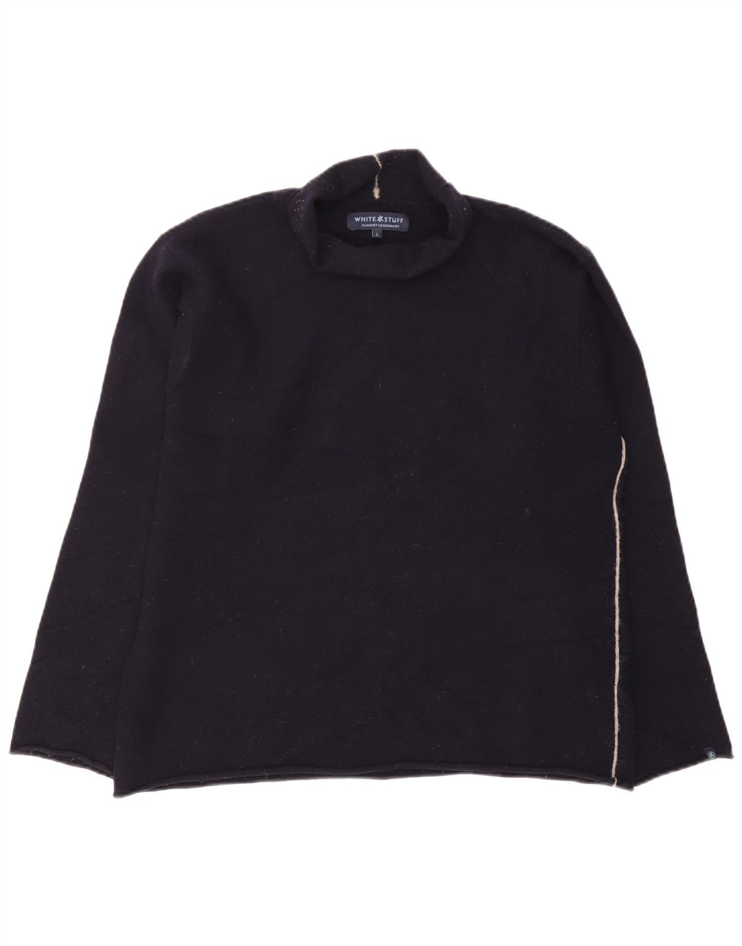 Maglione maglione collo alto da donna White Stuff UK 16 grande lana blu navy
