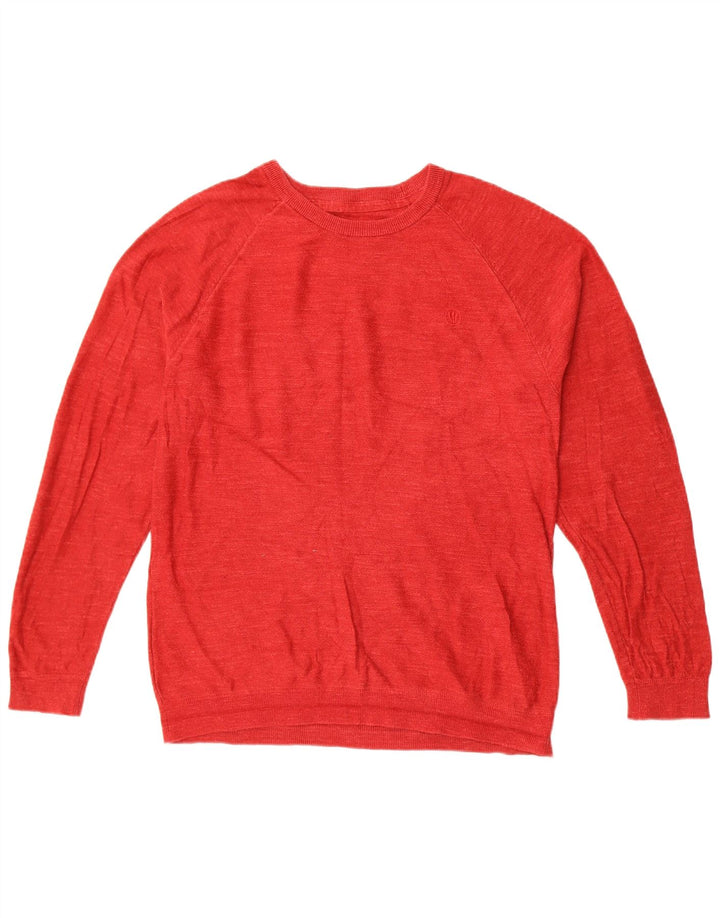 Maglione da uomo con scollo a barca Fat Face in cotone rosso medio