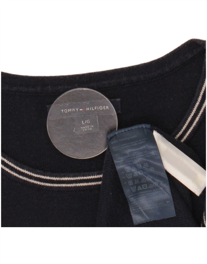 TOMMY HILFIGER Maglione da donna con scollo a barca UK 14 Large Blu Navy