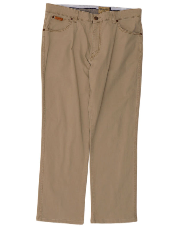 Wrangler Mens Texas Straight Casual Trousers W36 L30 Beige Cotton