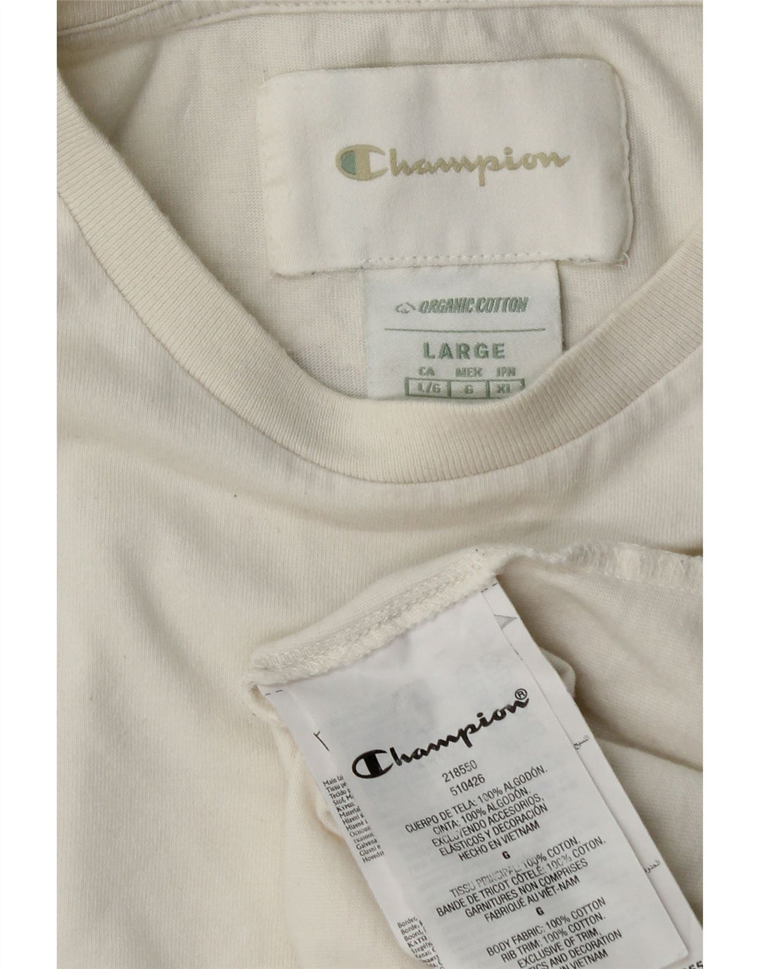 T-shirt grafica da uomo CHAMPION Top grande in cotone bianco