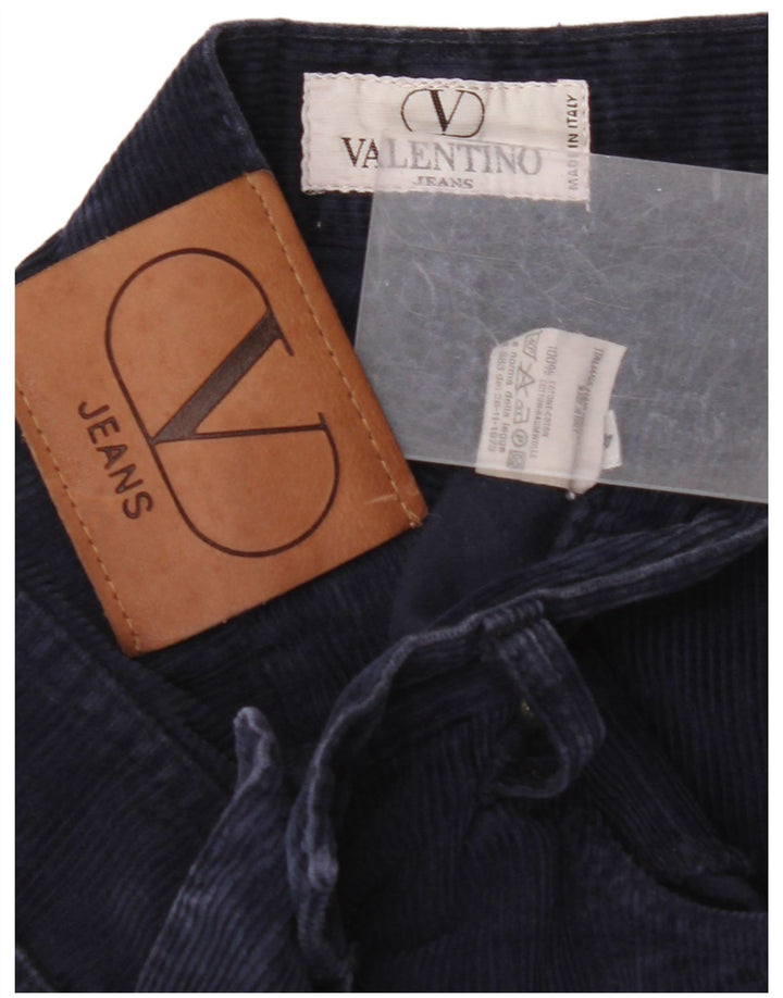 VALENTINO Pantaloni dritti da uomo in velluto a coste W40 L28 in cotone blu navy