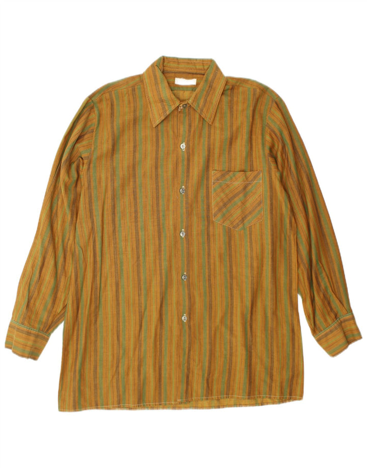 Camicia vintage da uomo a righe gialle medie