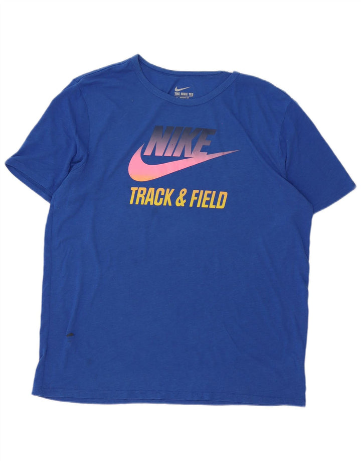 T-shirt grafica Nike da uomo con taglio atletico, XL, in poliestere blu