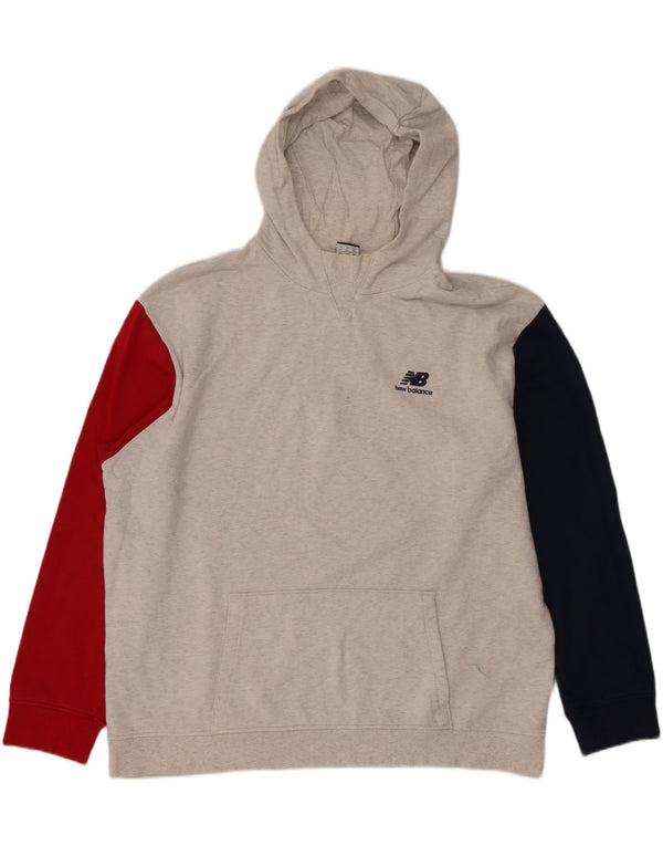 Felpa con cappuccio da uomo New Balance 2XL in cotone color block grigio