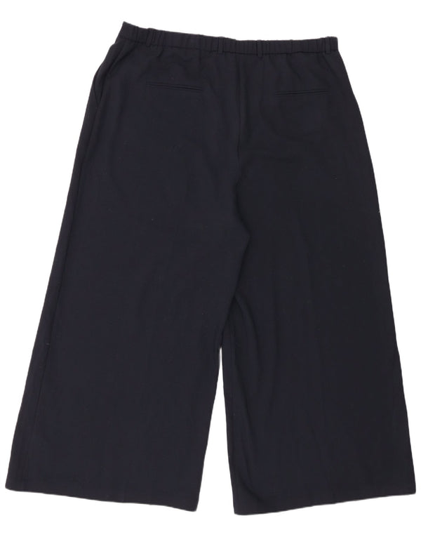 Pantaloni chino a gamba larga da donna Marks & Spencer UK 22 3XL W42 L28 Blu navy