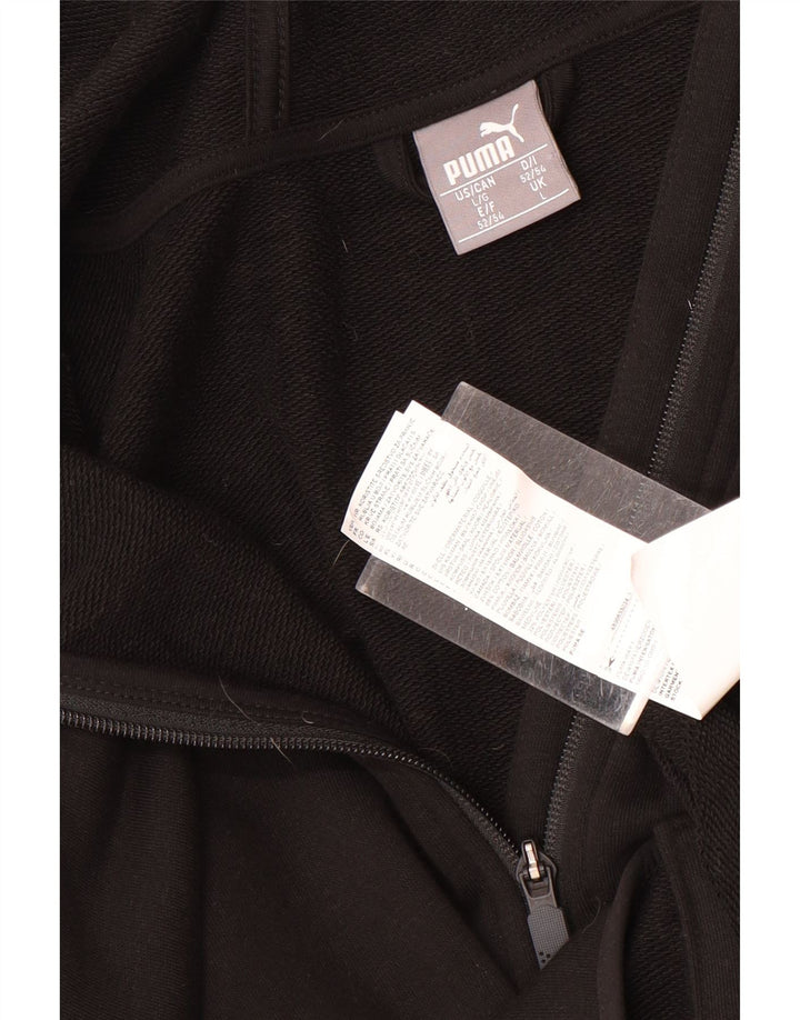 Felpa con cappuccio e zip da uomo Puma grande in cotone nero