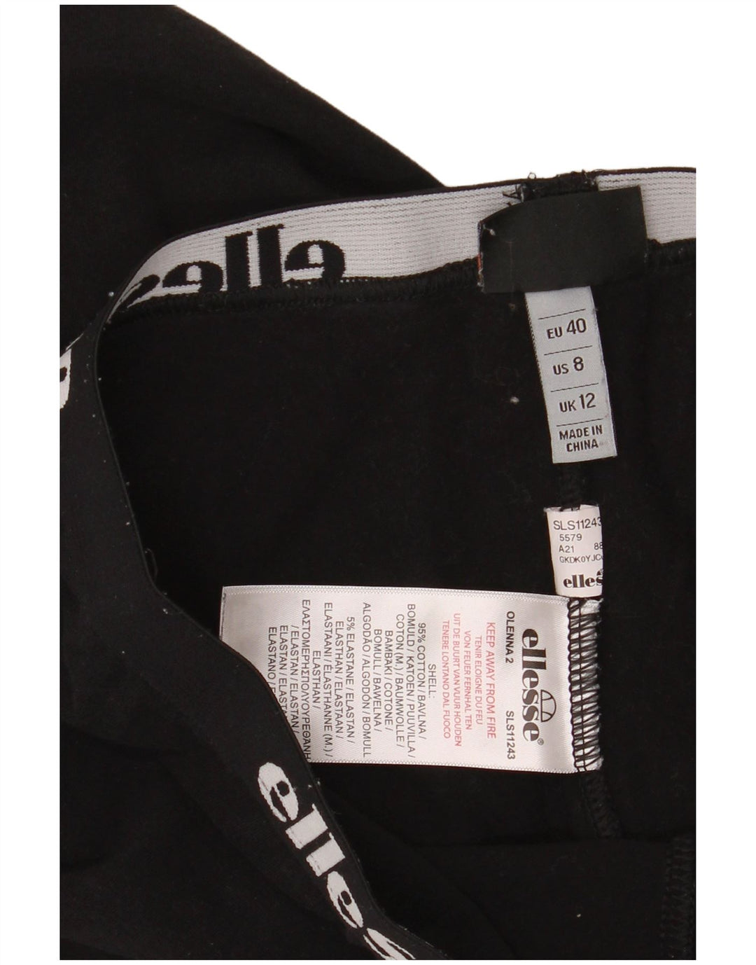 ELLESSE Leggings grafici da donna UK 12 Cotone nero medio