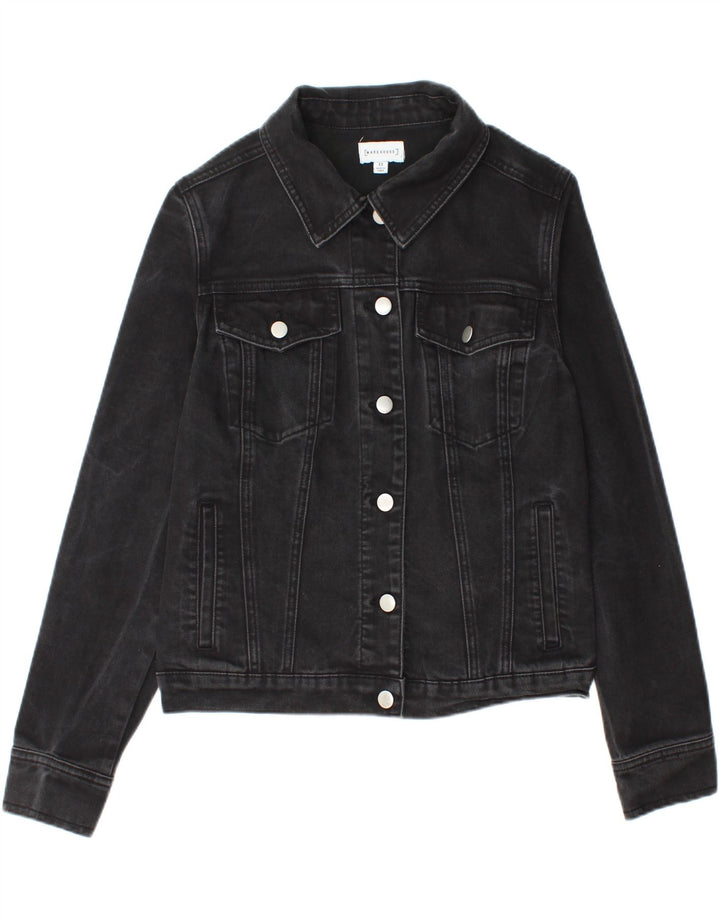 Giacca di jeans corta da donna Warehouse UK 12 cotone nero medio