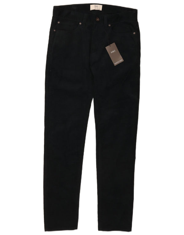 Pantaloni slim in velluto a coste da uomo Marks & Spencer W32 L33 cotone blu navy