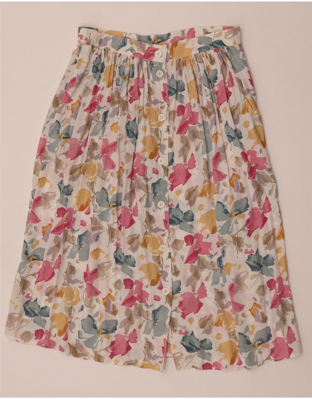 Gonna svasata da donna vintage IT 44 media W31 viscosa floreale multicolore
