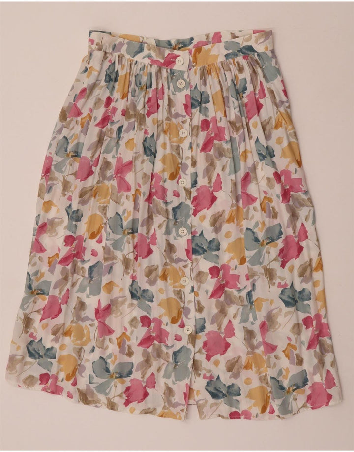 Gonna svasata da donna vintage IT 44 media W31 viscosa floreale multicolore