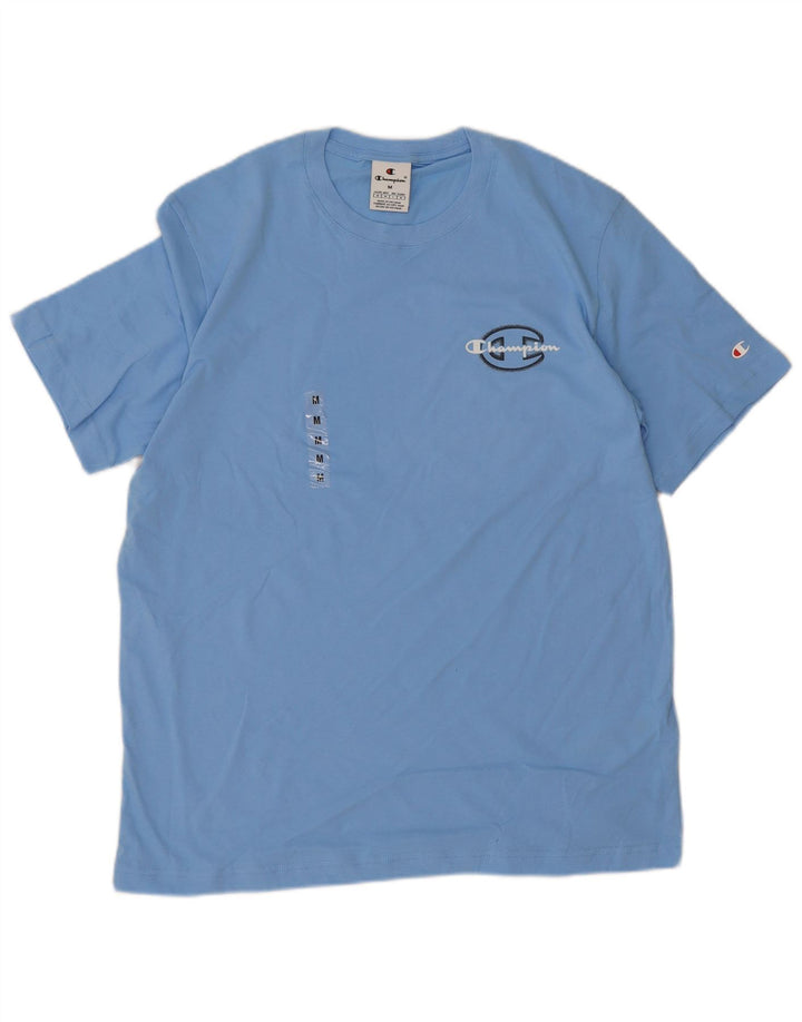 T-shirt grafica da uomo Champion Top in cotone blu medio