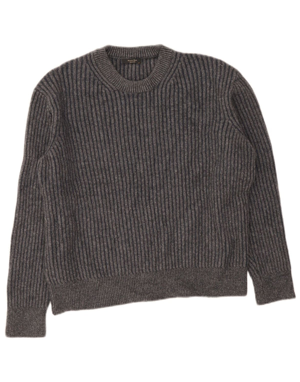 Maglione maglione girocollo da donna Massimo Dutti UK 16 grande lana grigia