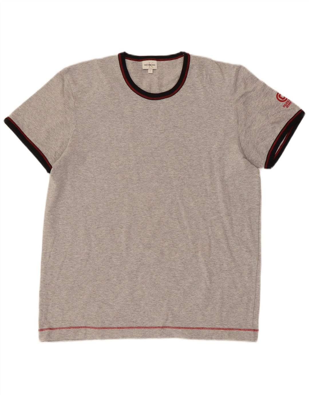 CALVIN KLEIN JEANS Womens T-Shirt Top UK 14 Medium Grey Flecked