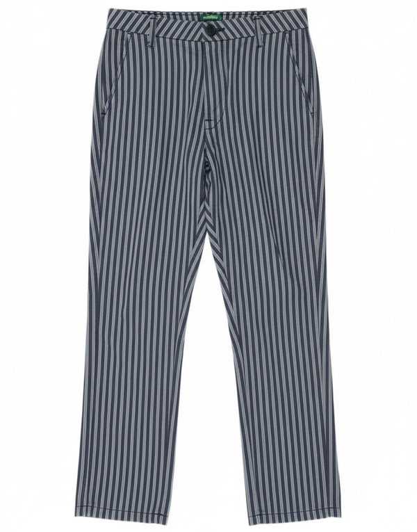 Pantaloni Chino Da Donna Benetton UK 8 Small W28 L25 Blu Navy A Righe