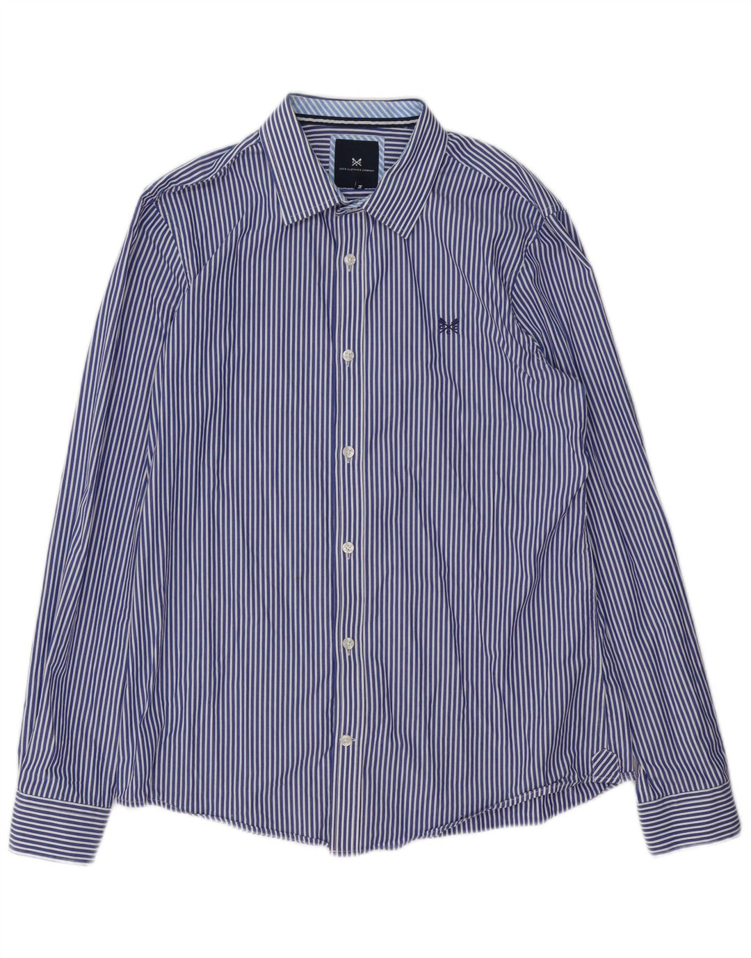 Crew Clothing Camicia slim fit da uomo in cotone gessato blu medio