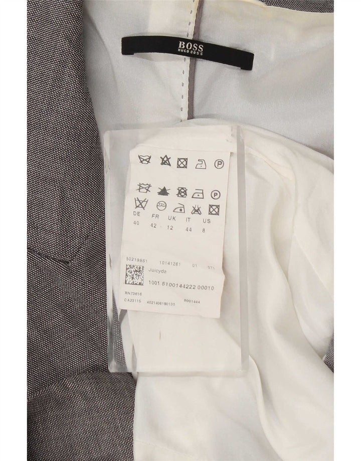 Giacca blazer a 2 bottoni da donna Hugo Boss UK 12 Lana grigio medio