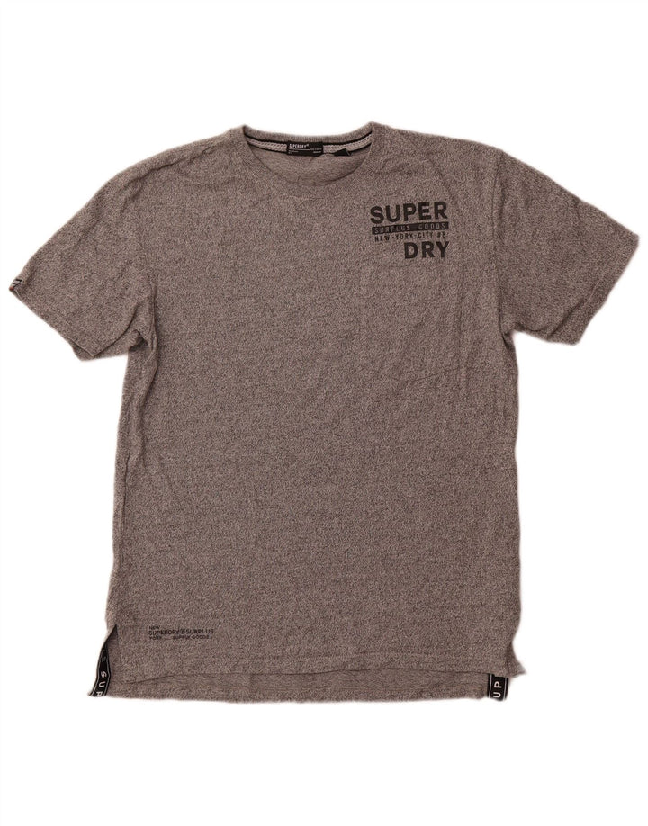 T-shirt grafica da uomo Superdry Top in cotone chiazzato grigio medio