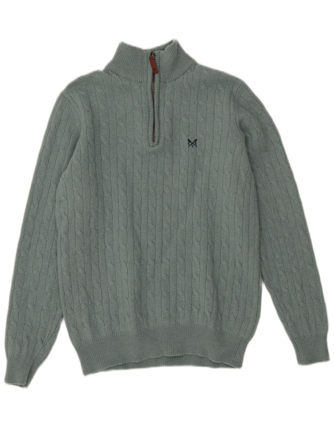 Crew Clothing Maglione da uomo con zip e collo piccolo in lana verde