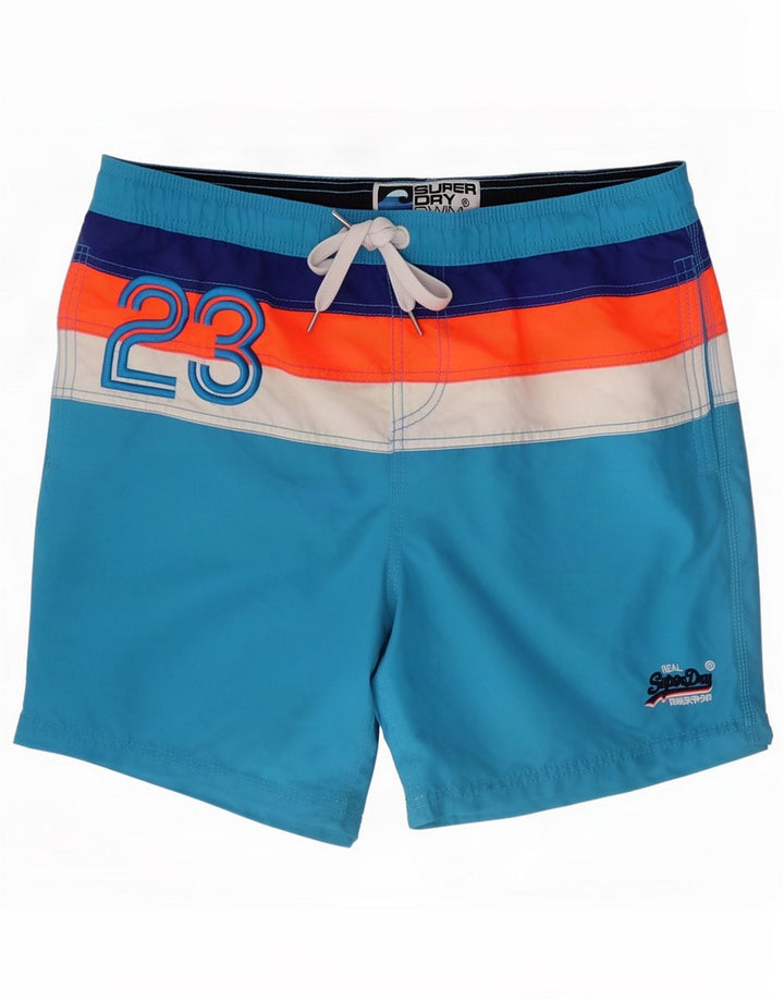 Pantaloncini da bagno con grafica da uomo Superdry Poliestere color block blu medio
