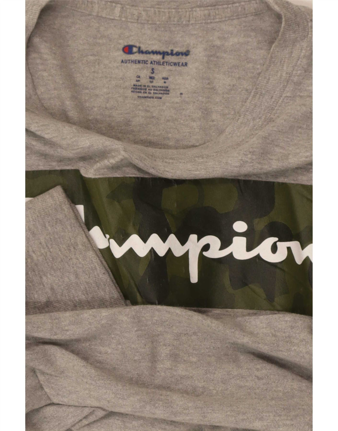 Champion Top grafico da uomo a maniche lunghe grigio piccolo