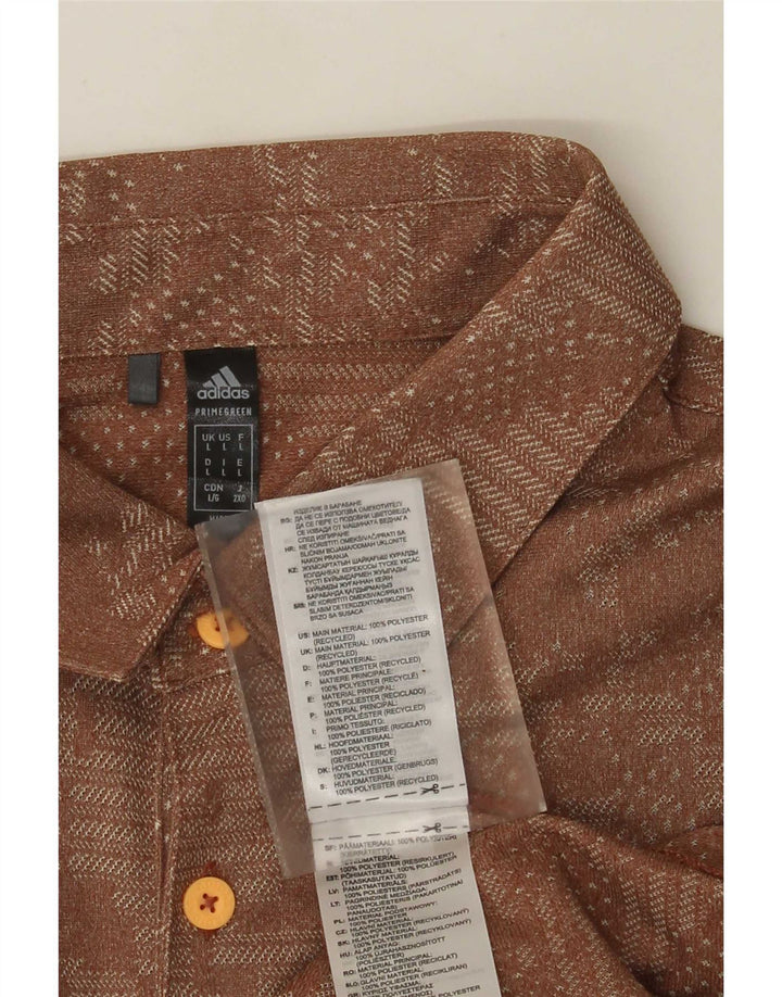 Polo Adidas da uomo grande in poliestere geometrico marrone