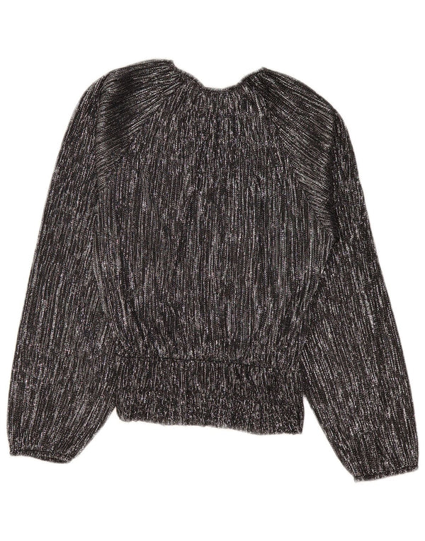 ZARA Camicetta Oversize a Maniche Lunghe da Donna UK 10 Piccola a Righe Nere