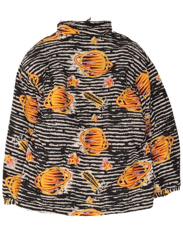 Giacca anorak vintage da ragazzo vestibilità ampia 13-14 anni in poliammide geometrica nera