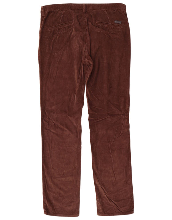 Pantaloni dritti da uomo in velluto a coste Hugo Boss IT 52 XL W36 L34 cotone marrone