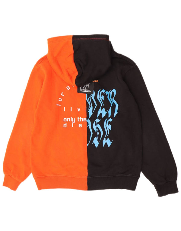 Diesel Felpa con cappuccio grafica per ragazzi 13-14 anni in cotone color block nero
