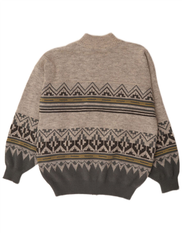 Maglione cardigan da uomo Maremma in poliacrilico Fair Isle grigio medio
