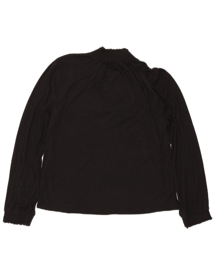J. CREW Camicetta a maniche lunghe da donna UK 16 Large Nero Poliestere