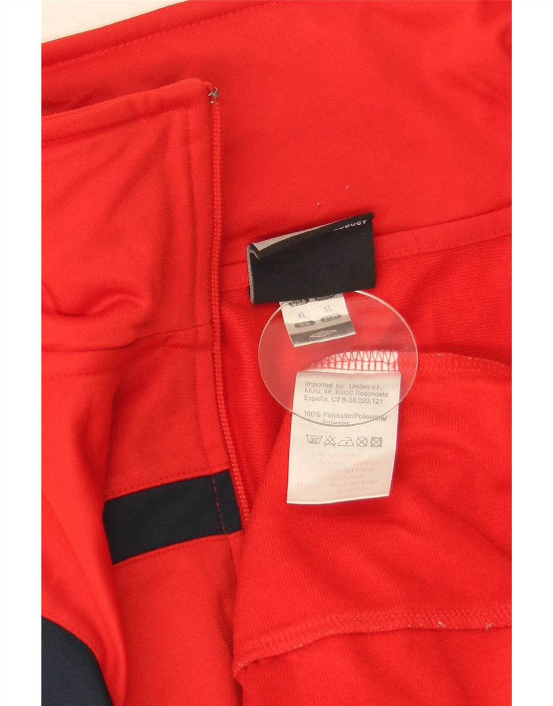Felpa Umbro da Uomo XL con Zip, Colore Rosso a Blocchi, Poliestere