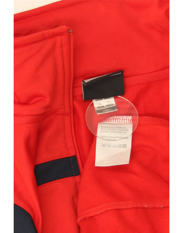 Felpa Umbro da Uomo XL con Zip, Colore Rosso a Blocchi, Poliestere