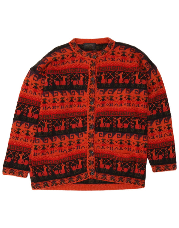 Maglione cardigan da donna Artesanias UK 16 Large Red Fair Isle Aztec