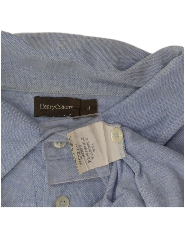 Polo da uomo Henry Cottons grande in cotone blu