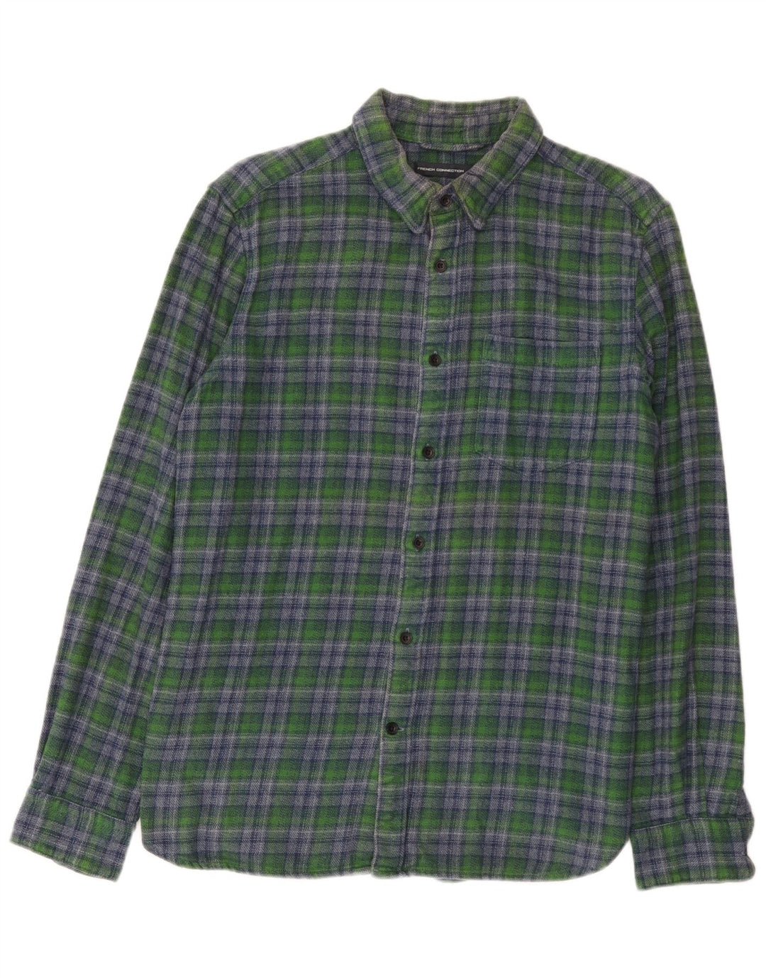 Camicia da uomo in flanella French Connection in cotone a quadri verde medio