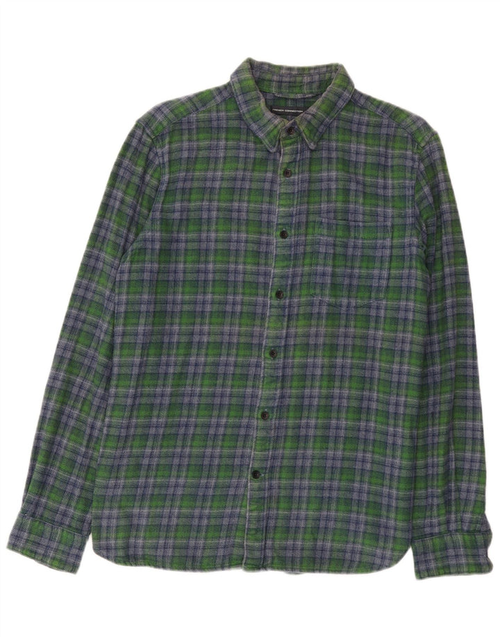 Camicia da uomo in flanella French Connection in cotone a quadri verde medio