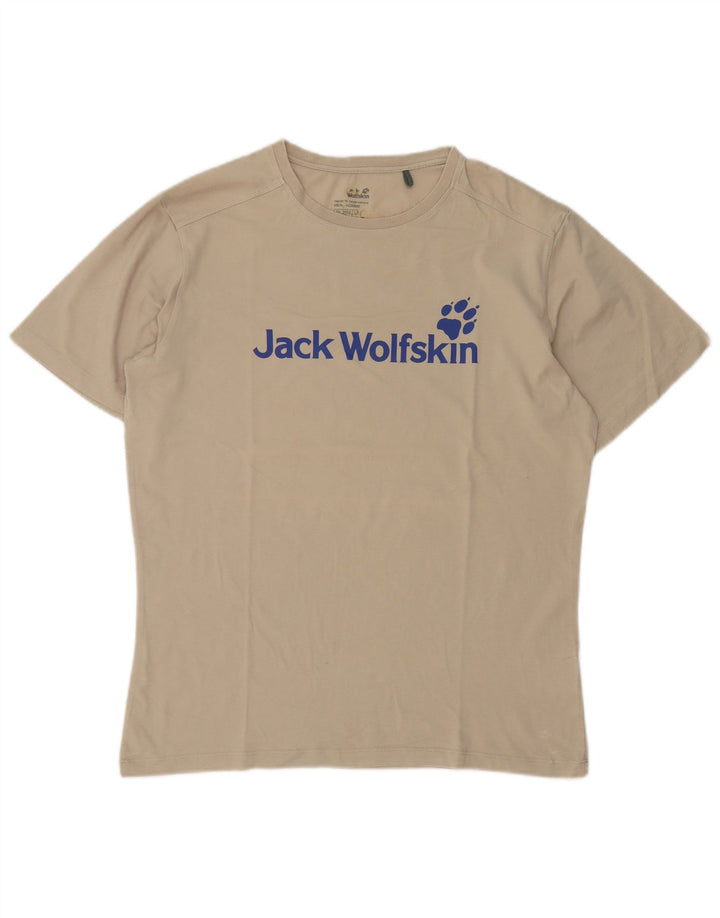 T-shirt grafica da uomo Jack Wolfskin Top in cotone beige medio