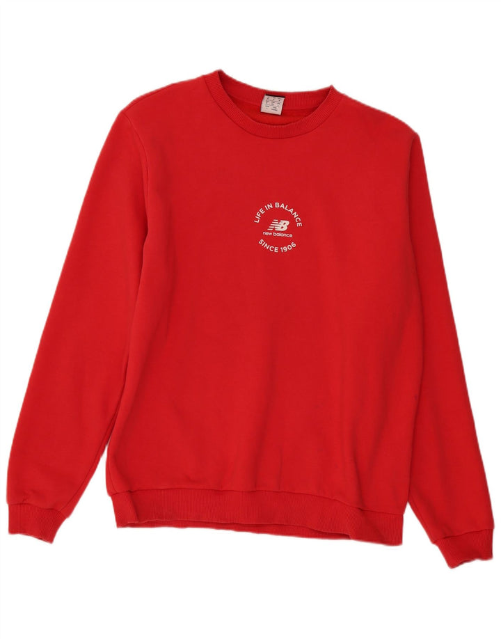 Felpa grafica da uomo New Balance, maglione, cotone rosso medio