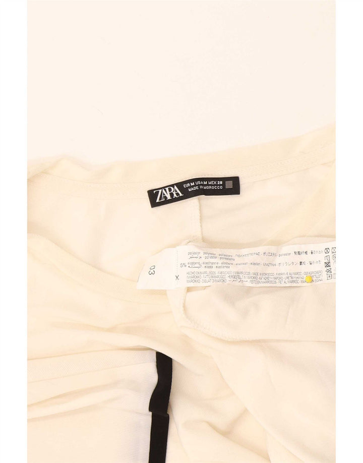 T-shirt da donna Zara Top UK 14 poliestere bianco sporco medio