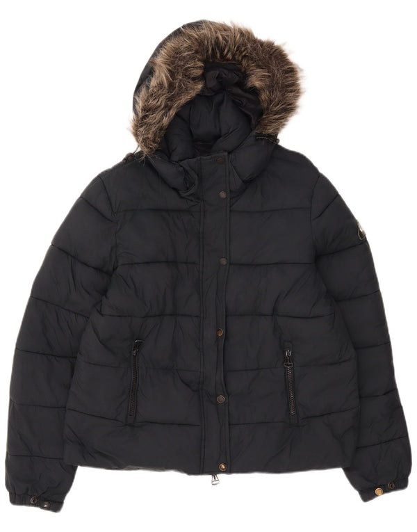 Giacca imbottita con cappuccio da donna Superdry UK 12 media nera