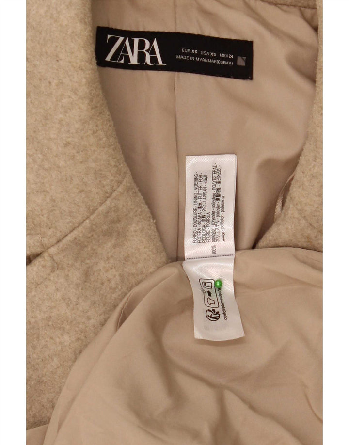 Cappotto doppiopetto oversize da donna Zara UK 6 XS Poliestere beige