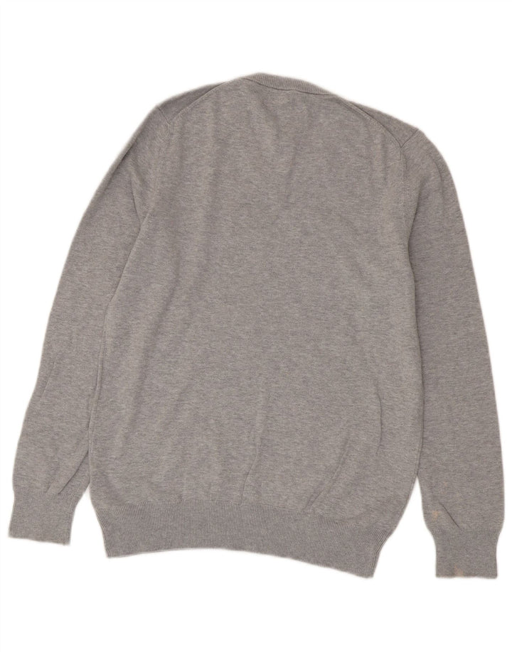 Maglione maglione con scollo a V da donna Marks & Spencer UK 10 piccolo cotone grigio