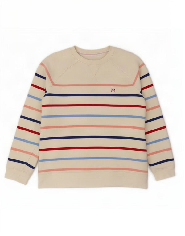 Crew Clothing Felpa da donna Maglione UK 14 Grande cotone a righe bianche