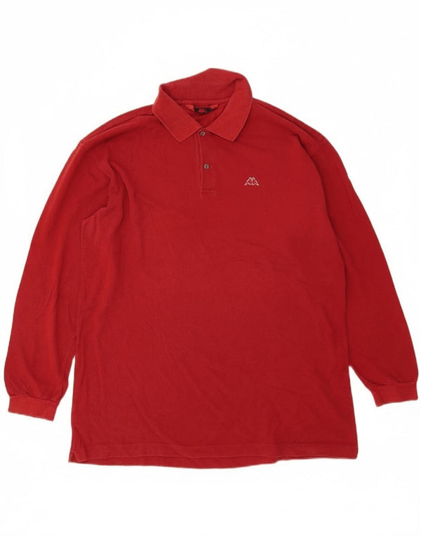 Polo Kappa da uomo a maniche lunghe 2XL in cotone rosso
