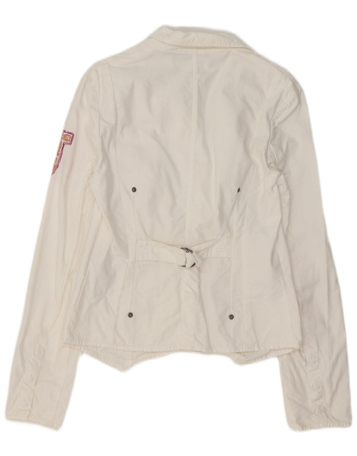 ICEBERG Womens Graphic 2 Button Blazer Jacket UK 12 Medium White