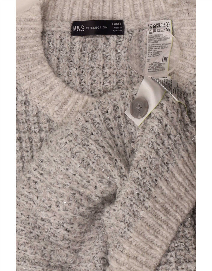 Maglione cardigan oversize da donna Marks & Spencer UK 16 Large Grey Flecked